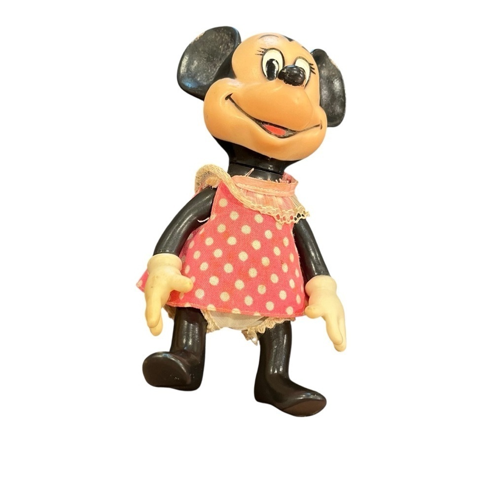 Vintage 8” rubber Disney squeak toy Minnie Mouse doll Japan antique